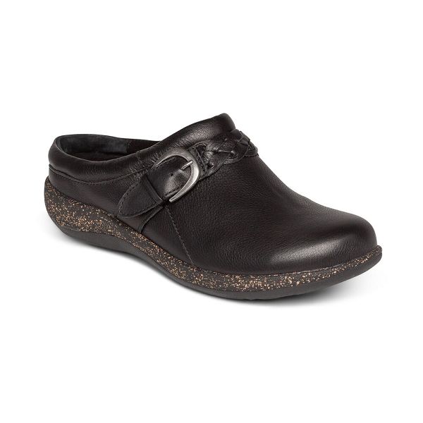 Aetrex Women's Libby Comfort Clogs Black Shoes UK 7024-160